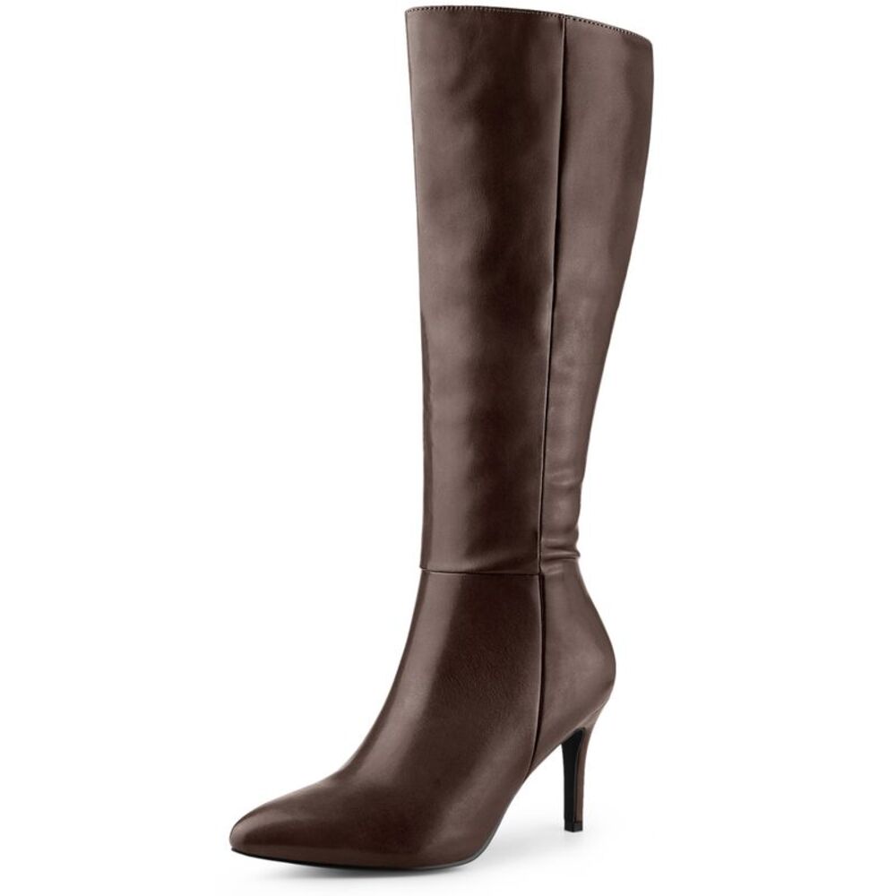 High Heels Pointed Stiletto Heel Coffee Knee High Boots